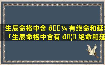 生辰命格中含 🐼 有绝命和延年「生辰命格中含有 🦍 绝命和延年什么意思」